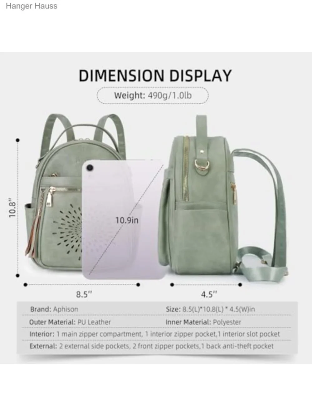 Vegan Leather Mini Backpack Purse Convertible Crossbody Daypack